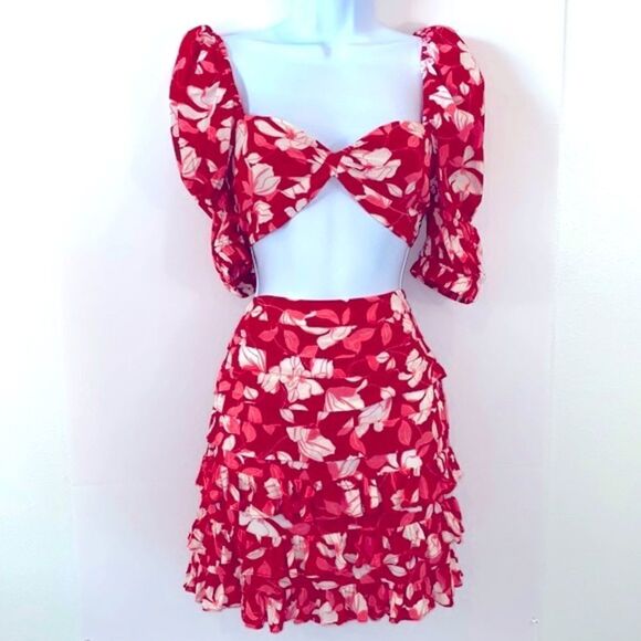 NBD + NAVEN Cha Cha Crimson Floral Skirt - Picture 9 of 13